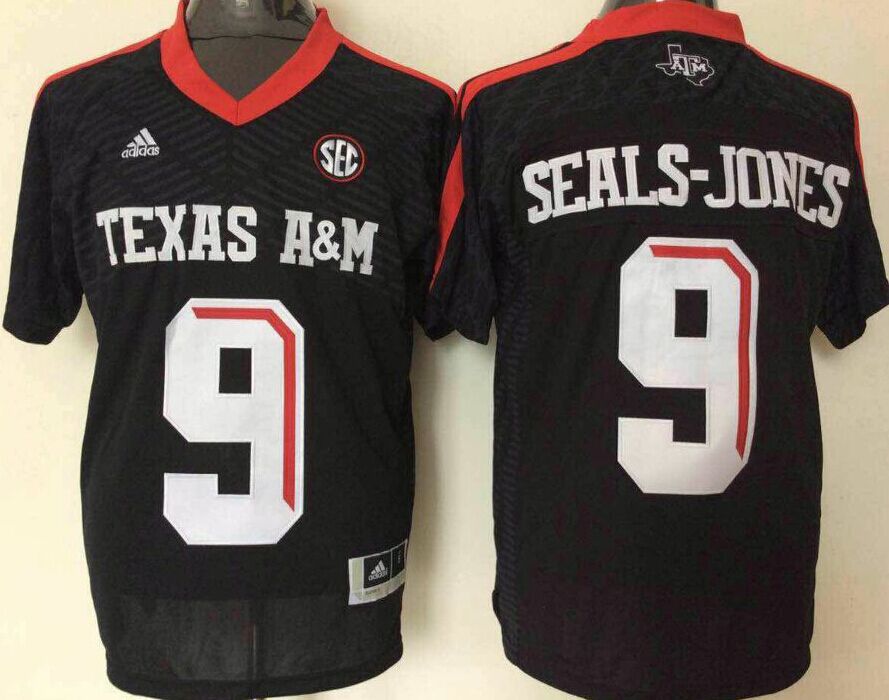 Men Texas A&M Aggies #9 Seals-Jones Black 2025 NCAA Jersey->ncaa teams->NCAA Jersey